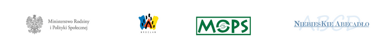 1. Logo ministerstwa, 2. Logo Wrocławia, 3. Logo MOPS, 4. Logo projektu 