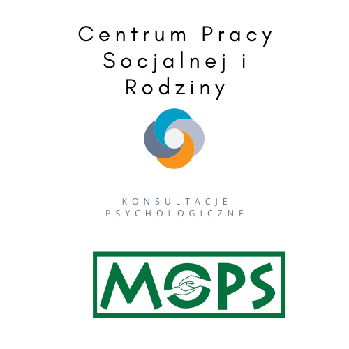 napis centrum pracy socjalnej - konsultacje / logo mops
