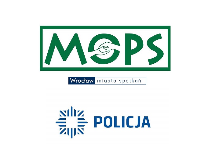 logo MOPS oraz logo Policji 